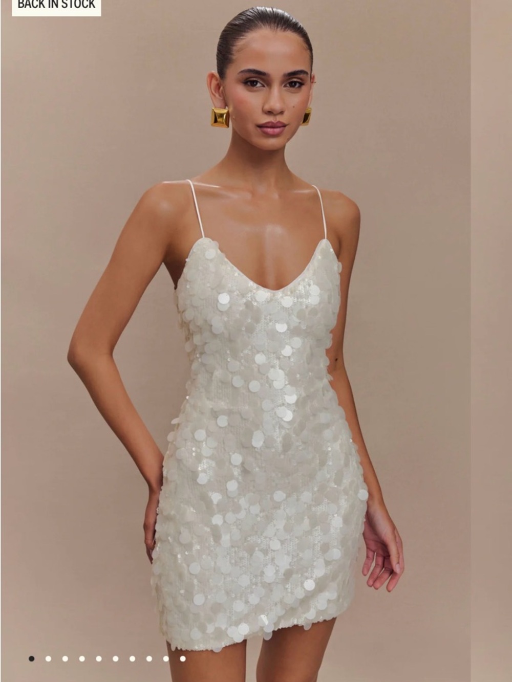 Meshki White Sequin Mini Slip Dress